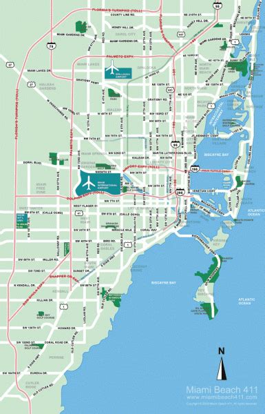 Greater Miami Tourist Map Miami Florida Mappery