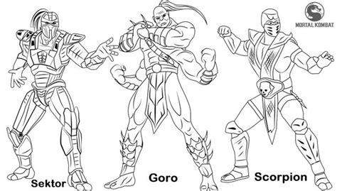 Lovely mortal kombat x sub zero drawing resim. Sektor Goro and Scorpion from Mortal Kombat Coloring Page ...