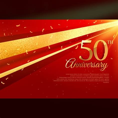 Free Vector 50th Anniversary Luxury Red Background