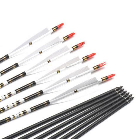 6pcs 31carbon Arrows Spine 500 For Recurve Bow Archery Hunting