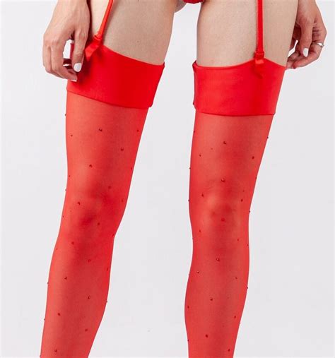 Red Stockings Rht Nylon Stockings Fishnet Stockings Seamed Etsy