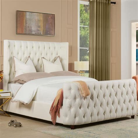 Jennifer Taylor Home Brooklyn Queen Tufted Bed In Antique White Nfm