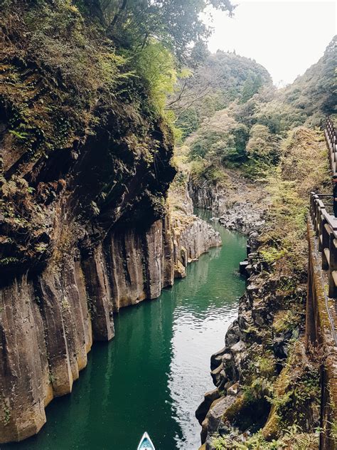 Takachiho Gorge Kyushu Japan And A Gorge Ous Waterfall