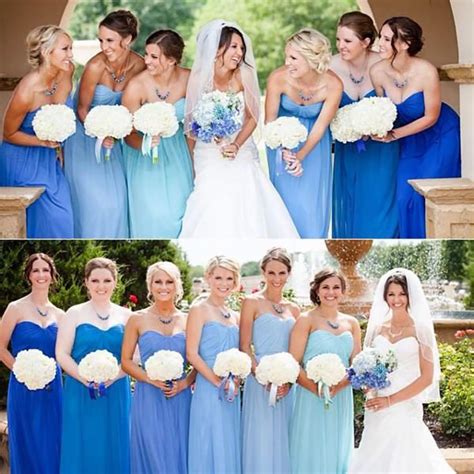 Blue Ombre Bridesmaids Dresses Wedding Bridesmaids Dresses Blue Blue