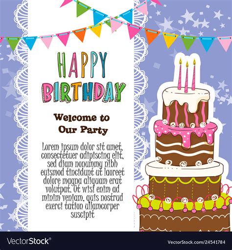 Free shipping on orders over $25 shipped by amazon. Happy birthday invitation card Royalty Free Vector Image