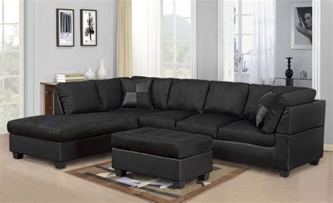 Modern 2pc Black Sectional Sofa And Chaise Kassa Mall Home Furniture