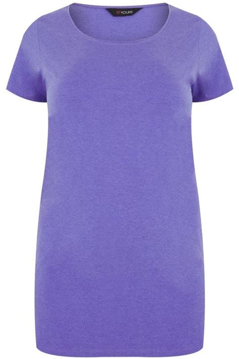 Purple Marl Scoop Neck Longline Jersey T Shirt Plus Size