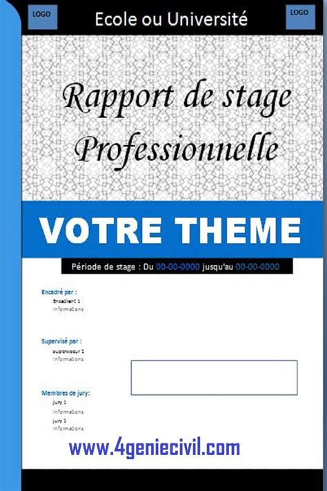 Page De Garde Rapport De Stage En 2021 Page De Garde Word Page De
