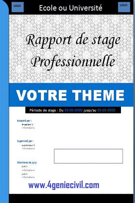 Page de garde rapport de stage en 2021  Page de garde word, Page de