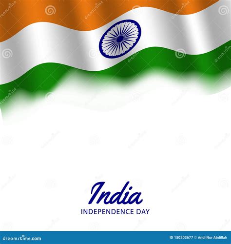 Happy India Independence Day Poster Template Flyer With Flag Wave And