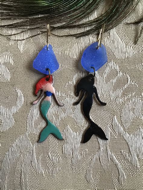 Mermaids And Blue Sea Glass Artisan Enamel Etsy