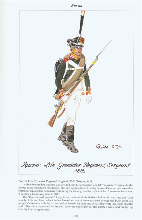 Russia Plate 5 Leib Grenadier Regiment Sergeant Field Uniforms