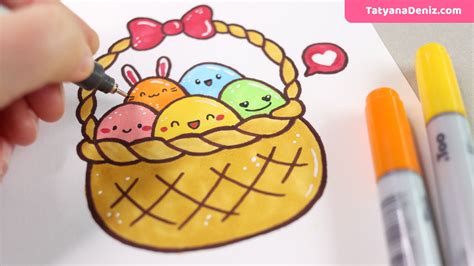 Easter cartoon basket drawing for easter day for easter shared by myriam under easter. Easter Basket Drawing Tutorial: Cute and Easy! in 2020 ...