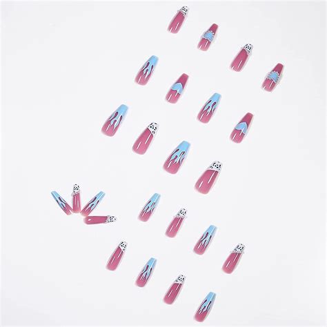 24 Pcs Press On Nails Coffin For Women Extra Long Fake Nails Glue On