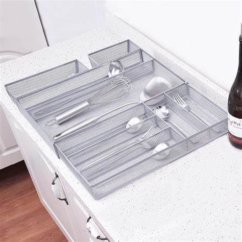 Expandable Kitchen Drawer Organizer 72 Compartment Large Silverware
