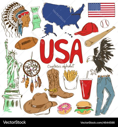 Collection Usa Icons Royalty Free Vector Image