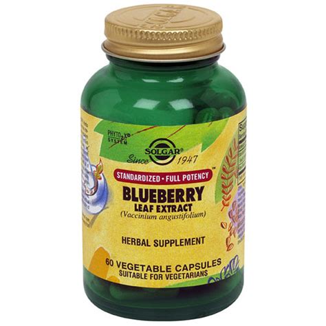 Blueberry Leaf Extract Standardized Full Potency 60 Vegetable
