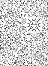 Coloring Murakami Takashi Simple Adults Flowers Adult Colouring Masterpieces Masterpiece Number Happy Superflat Querkles Printable Kawaii Blossoming Artist Japanese Easy sketch template