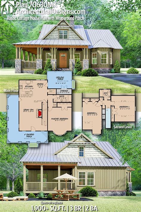 Plan 70630mk Rustic Cottage House Plan With Wraparound Porch A48