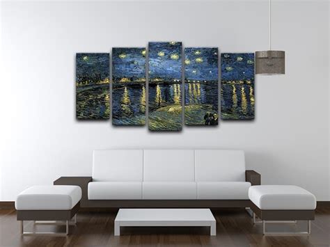 Van Gogh Starry Night Over The Rhone 5 Split Panel Canvas Canvas Art
