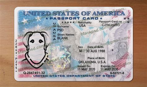 Us Passport Card Template Psd New Blank Psd