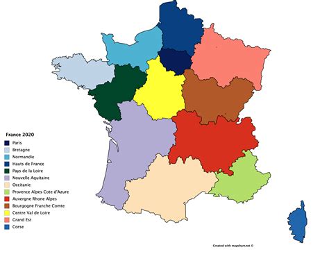 Map of the Regions of France in 2020 : Maps