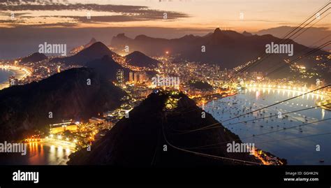 View From Sugarloaf Mountain At Sunset Rio De Janeiro Brazil South