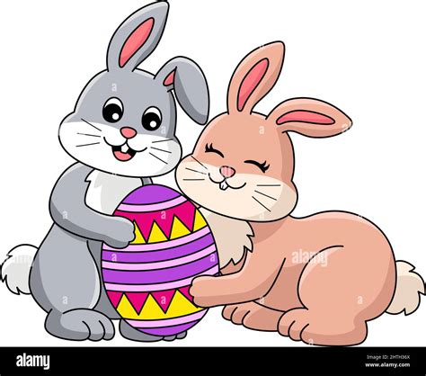 Rabbit Holding Easter Egg Cartoon Illustration Stock Vector Image Art