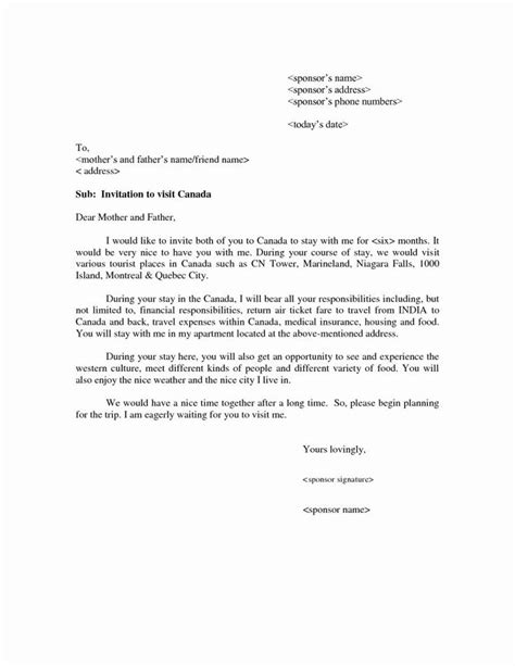 Sample Letter Of Invitation For Visitor Visa Canada