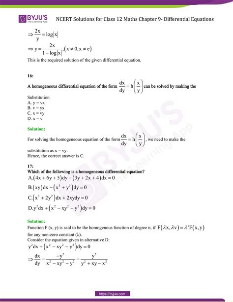 Ncert Solutions For Class 12 Maths Exercise 95 Chapter 9 Differential