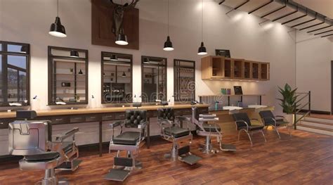 Barber Shop Interior 3d Illustration Stock Illustration Illustration