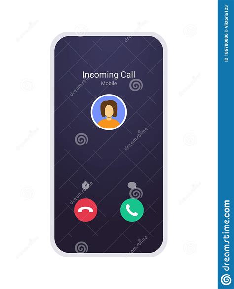 Call Screen Mockup Abstract Incoming Call Window Interface With Hang