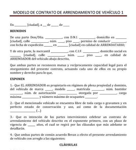 Introducir 51 Imagen Modelo De Contrato De Arrendamiento Vehicular