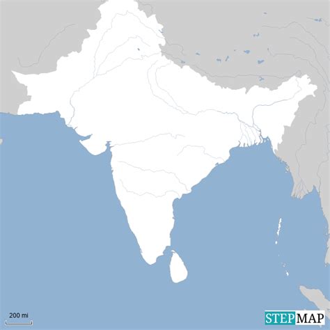 StepMap South Asia Outline Map Landkarte für India
