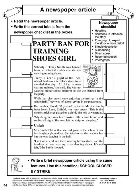 Activate prior knowledge main features of a newspaper report writing. 9+ Reading A Newspaper Article Worksheet - Reading ...