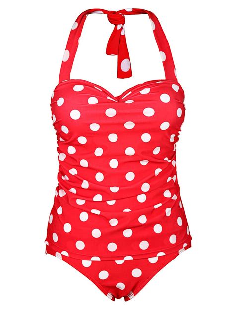 17 OFF 2021 Chic Halter Ruffled Polka Dot One Piece Women S Swimwear