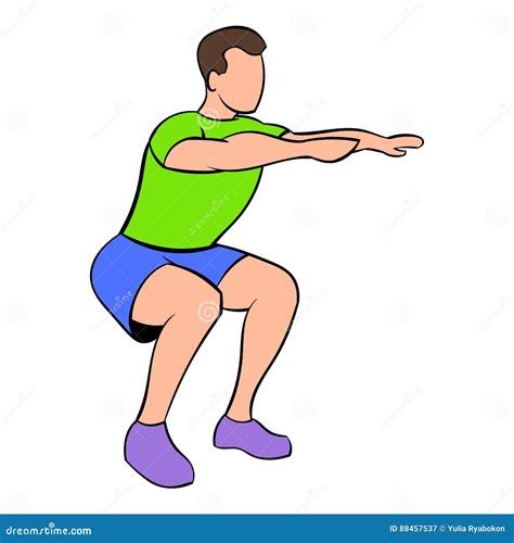 Men Doing Squats Icon Cartoon Stock Vector Illustration Of Exercising