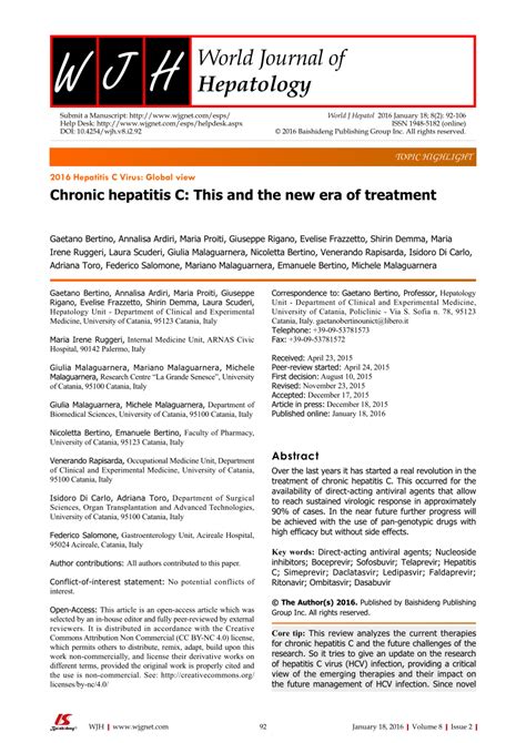 Pdf Chronic Hepatitis C This And The New Era Of Treatment
