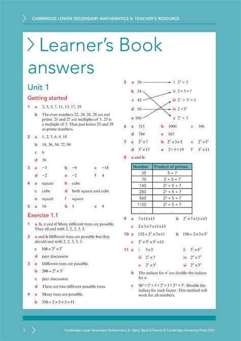 Cambridge Lower Secondary Mathematics Learners Book 8 Answers Learner