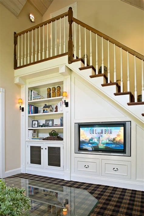 Tv Built In Under Stairs Living Room Under Stairs Staircase Storage