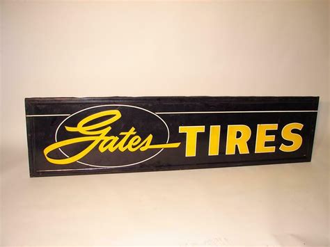 Large 1940s Gates Tires Horizontal Tin Garage Sign