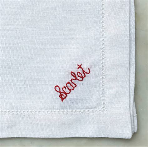 Personalised Hand Embroidered Name Napkin By Lottie Mayland Embroidery