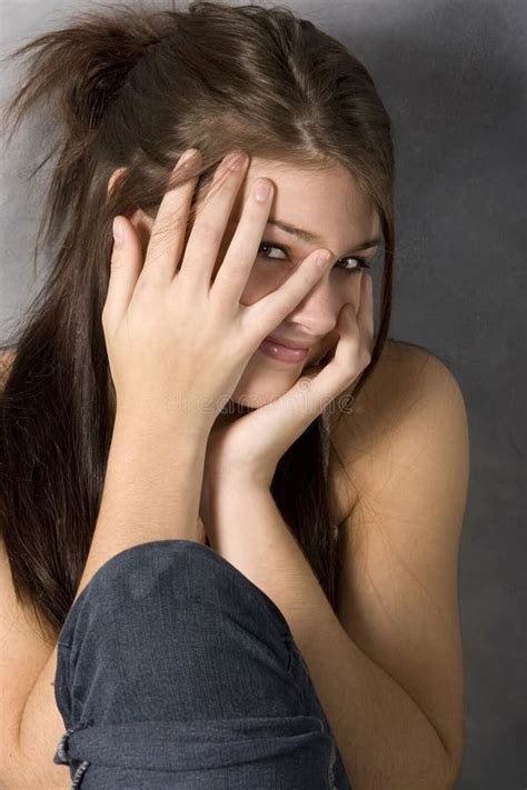 Shy Teenager Stock Image Image Of Sheepish Teen Hiding 3525869