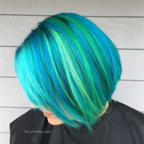 greens and blues by hair princess steph short hair styles dyed hair natural hair styles
