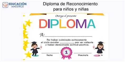 Diploma editable de reconocimiento para niñosFormatos