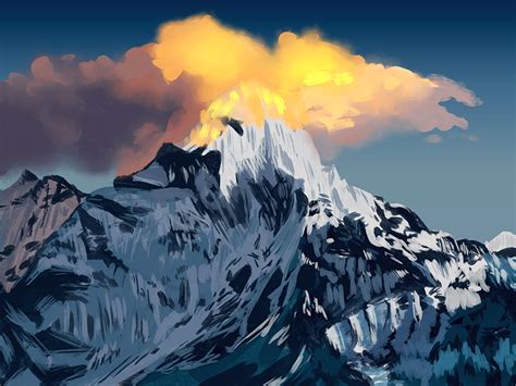 Mountains With Sunrise In Clouds By Brittney Tabron On Dribbble