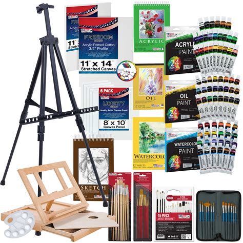 Us Art Supply 133 Piece Deluxe Artist Painting Set With Aluminum And Wood
