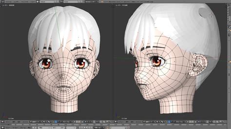 anime head topology blender character modeling face t