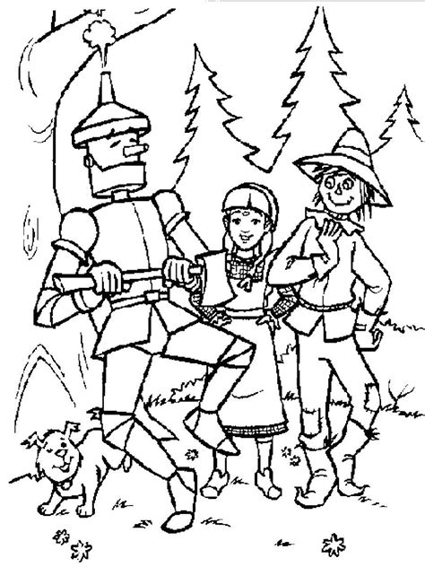 Wizard Of Oz Coloring Pages Dorothy With The Tin Man And Scarecrow
