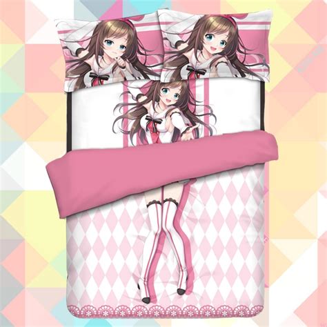 Anime Cartoon Kizuna Ai Quilt Cover Soft Printed Bedding Set With